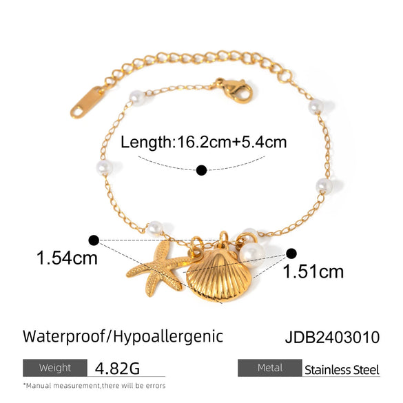 Marine Series Pearl Starfish Shell Necklace Jewelry Stainless Steel Titanium Steel Geometric Electroplated For Women