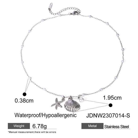 Marine Series Pearl Starfish Shell Necklace Jewelry Stainless Steel Titanium Steel Geometric Electroplated For Women
