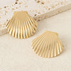 Marine Series Shell Fanshaped Earrings Stainless Steel 18K Gold Polish Women's