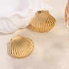 Marine Series Shell Fanshaped Earrings Stainless Steel 18K Gold Polish Women's
