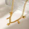 Marine Series Stainless Steel And Titanium Steel Necklace With Starfish And Shell Pendant Electroplated Animal Patterned