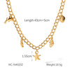 Marine Series Stainless Steel And Titanium Steel Necklace With Starfish And Shell Pendant Electroplated Animal Patterned