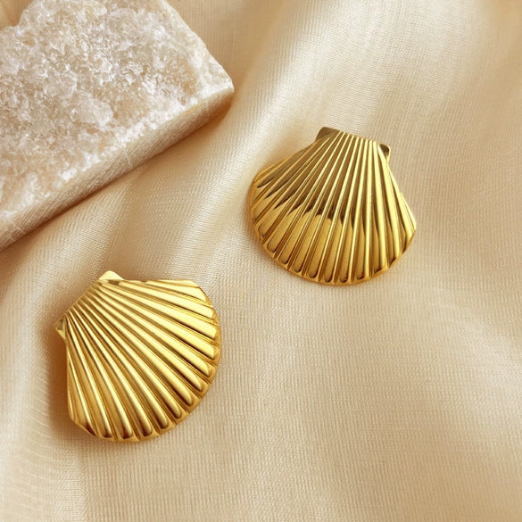 Marine Series Stainless Steel Geometric Heart Style Electroplated Earrings For Couple