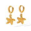 Marine Series Stainless Steel Geometric Starfish Earrings For Women 18K Goldplated