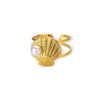 Marine Series Stainless Steel Ring With Shell Pearl Electroplated