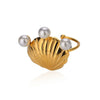 Marine Series Stainless Steel Ring With Shell Pearl Electroplated