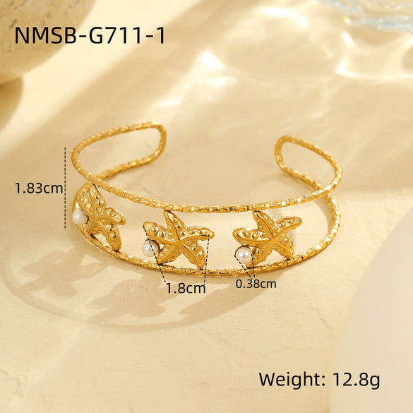 Marine Series Starfish Conch Stainless Steel Electroplated Fashion Elegant Bracelet