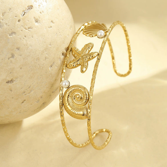 Marine Series Starfish Conch Stainless Steel Electroplated Fashion Elegant Bracelet