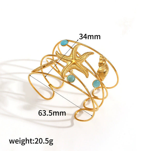 Marine Style Animal Stainless Steel Bracelet For Women With Electroplating