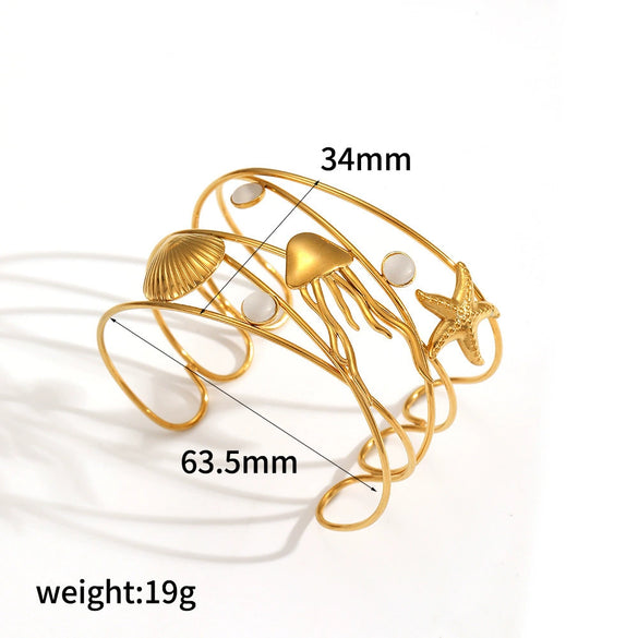 Marine Style Animal Stainless Steel Bracelet For Women With Electroplating