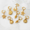 Marine Style Beach Starfish Conch Shell 304 Stainless Steel Drop Earrings