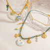 Marine Style Beach Sun Starfish Shell 304 Stainless Steel Cable Chain Pendant Necklaces Wholesale