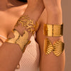 Marine Style Coral Starfish Shell Exaggerated Titanium Steel Bracelet Stainless Steel Plated 18K Gold Jewelry