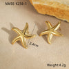 Marine Style Seahorse Starfish Geometric Earrings Stainless Steel 18K Electroplated Ear Jewelry