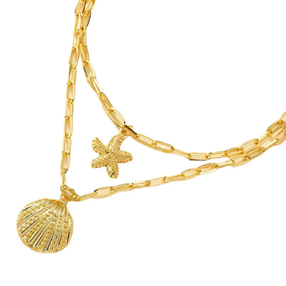 Marine Style Simple Style Starfish Shell Alloy Wholesale Pendant Necklace