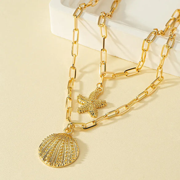 Marine Style Simple Style Starfish Shell Alloy Wholesale Pendant Necklace