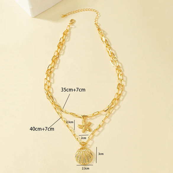 Marine Style Simple Style Starfish Shell Alloy Wholesale Pendant Necklace