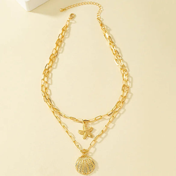 Marine Style Simple Style Starfish Shell Alloy Wholesale Pendant Necklace