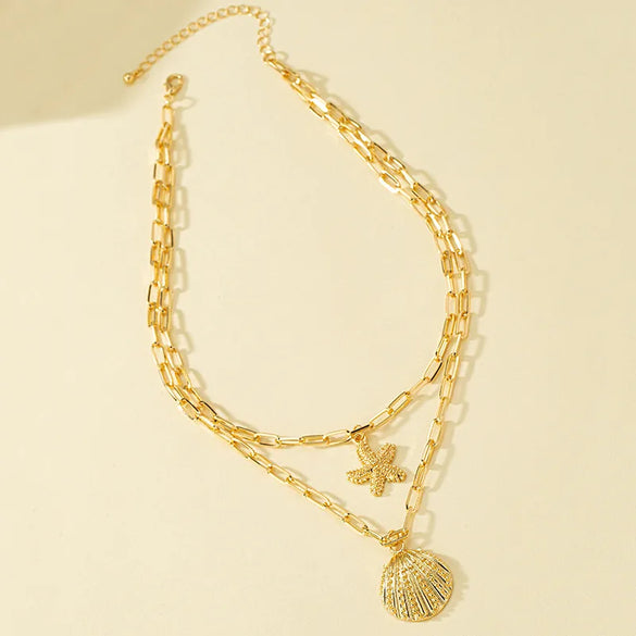 Marine Style Simple Style Starfish Shell Alloy Wholesale Pendant Necklace