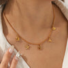 Marine Style Stainless Steel And Titanium Steel Clavicle Chain Necklace With Starfish Shell Turtle Fish Tail Animal Zodiac Star Geometric Pendant And Electroplating