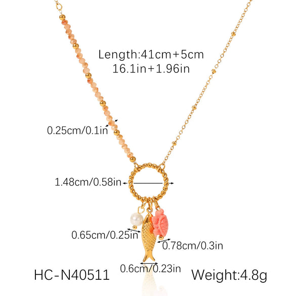 Marine Style Stainless Steel And Titanium Steel Clavicle Chain Necklace With Starfish Shell Turtle Fish Tail Animal Zodiac Star Geometric Pendant And Electroplating