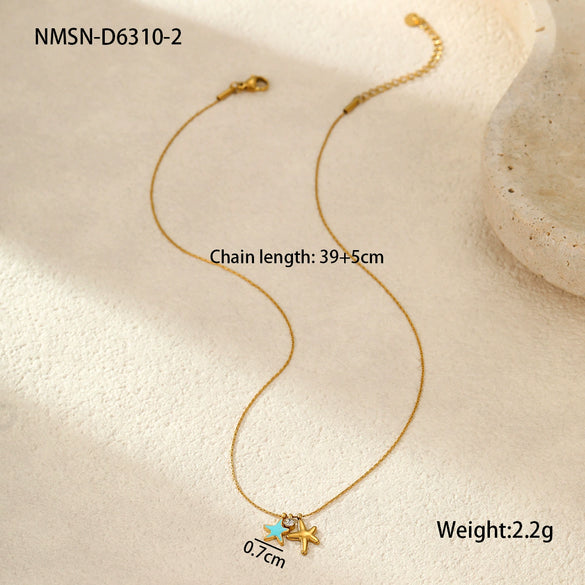 Marine Style Stainless Steel Geometric Design Electroplated Necklace For Women