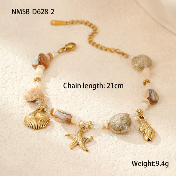 Marine Style Stainless Steel Geometric Design Electroplated Necklace For Women