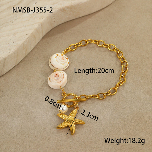 Marine Style Stainless Steel Geometric Design Electroplated Necklace For Women