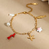 Marine Vacation Coral Starfish Pendant Bracelet Stainless Steel 18K Gold Plated Geometric Style Hand Jewelry For Women
