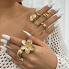 Marine Wind Conch Shell Ring Metal Flower Geometric Electroplated For Women