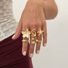 Marine Wind Conch Shell Ring Metal Flower Geometric Electroplated For Women