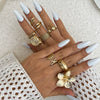 Marine Wind Conch Shell Ring Metal Flower Geometric Electroplated For Women