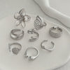 Marine Wind Conch Shell Ring Metal Flower Geometric Electroplated For Women