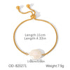 Marine Wind Women's Freshwater Pearl And Stainless Steel Geometric Charm Bracelet With Pvd Vacuum Plating
