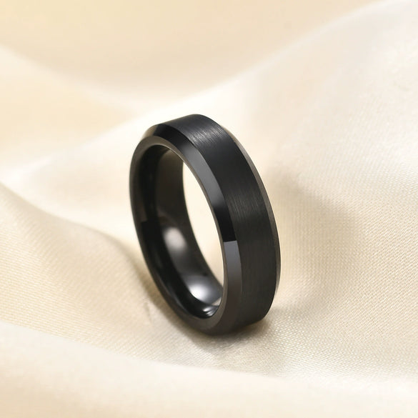 Matching Geometric Electroplated Tungsten Steel Couple Rings Unisex Jewelry Accessories Wholesale