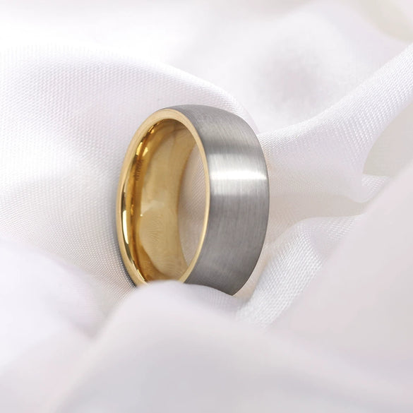 Matte Black Goldplated Tungsten Steel Geometric Arc Couple Rings For Men And Women Wholesale