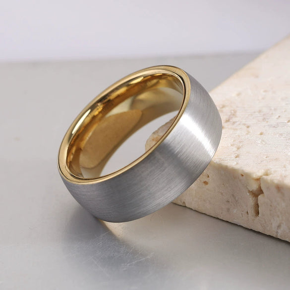 Matte Black Goldplated Tungsten Steel Geometric Arc Couple Rings For Men And Women Wholesale