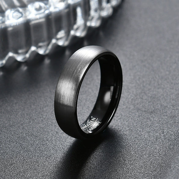 Matte Black Goldplated Tungsten Steel Geometric Arc Couple Rings For Men And Women Wholesale