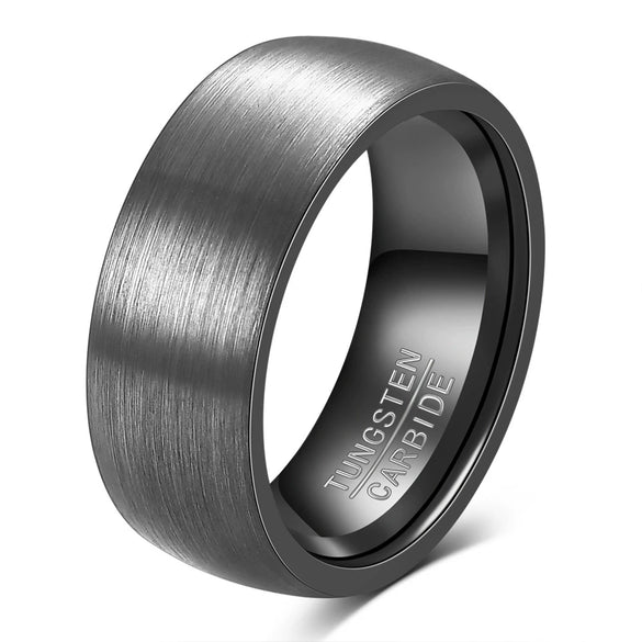 Matte Black Goldplated Tungsten Steel Geometric Arc Couple Rings For Men And Women Wholesale