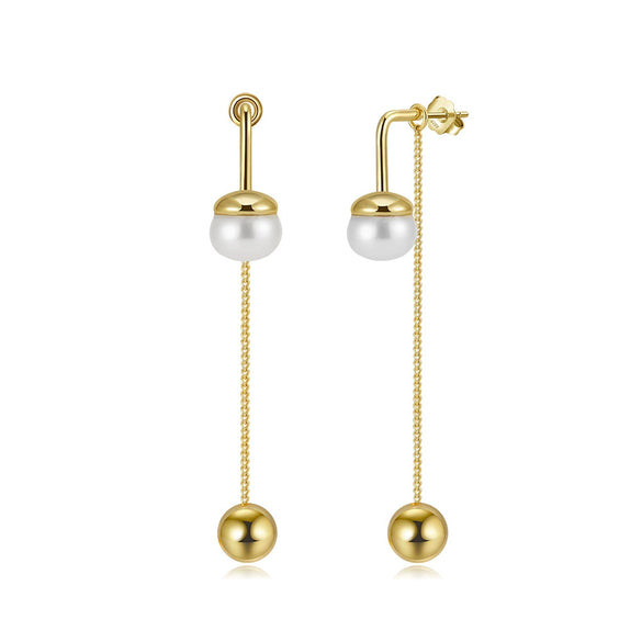 May New Freshwater Pearl S925 Sterling Silver Elegant Long Ear Line Earrings With 5A Eight Heart Eight Arrows Zircon Electroplated