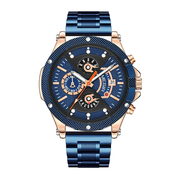 Mechanical Sports Men's Watch With Alloy Case Round Dial And Stainless Steel Strap