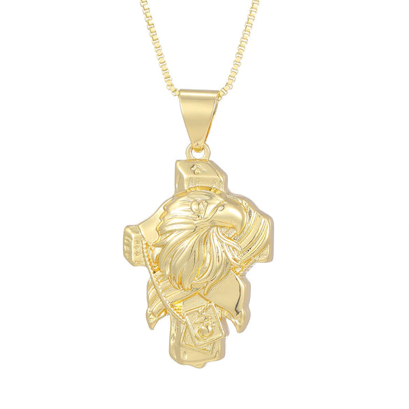 Medal Pendant Necklace Copper Plated Real Gold Cartoon Character Style