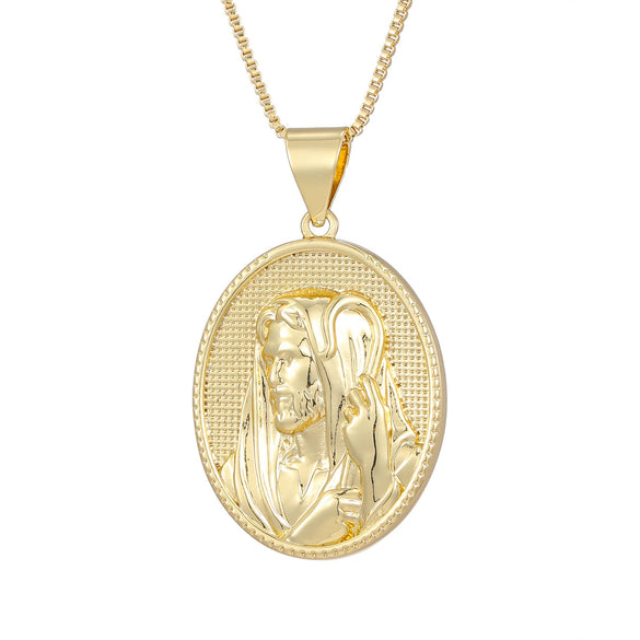 Medal Pendant Necklace Copper Plated Real Gold Cartoon Character Style