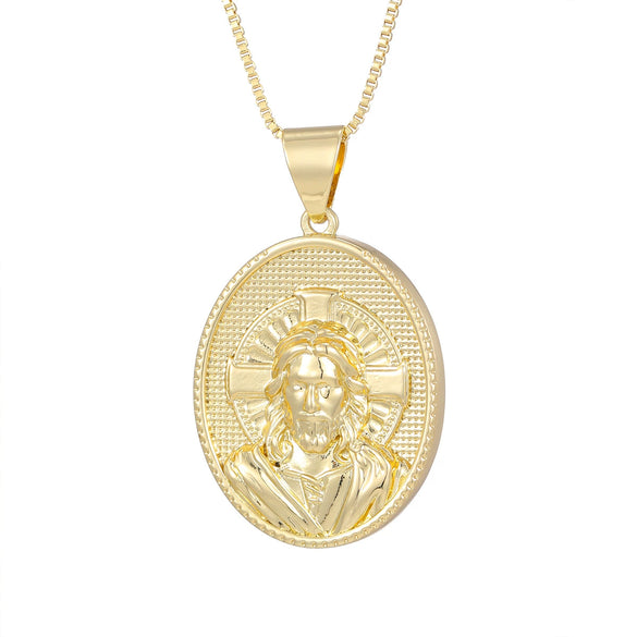 Medal Pendant Necklace Copper Plated Real Gold Cartoon Character Style