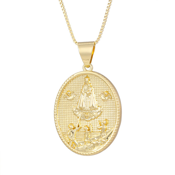 Medal Pendant Necklace Copper Plated Real Gold Cartoon Character Style
