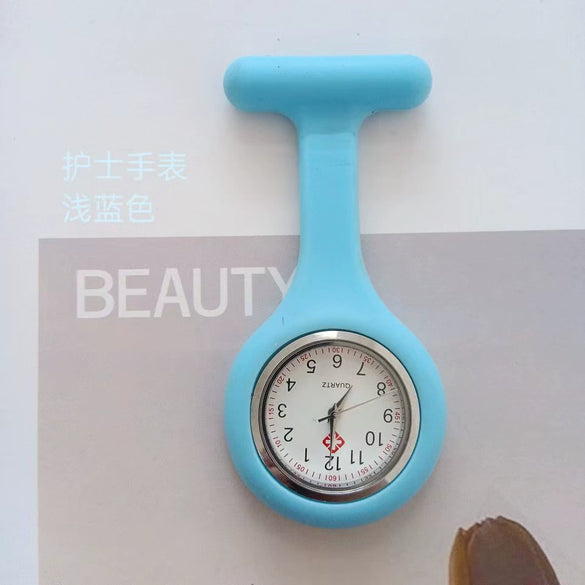 Medical Watch Plastic Case Stainless Steel Buckle Silicone Strap Round Dial Casual Style Tshaped