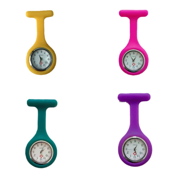 Medical Watch Plastic Case Stainless Steel Buckle Silicone Strap Round Dial Casual Style Tshaped