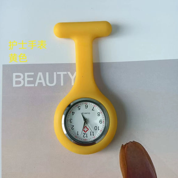 Medical Watch Plastic Case Stainless Steel Buckle Silicone Strap Round Dial Casual Style Tshaped