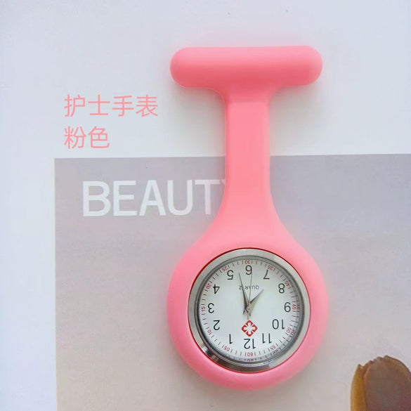 Medical Watch Plastic Case Stainless Steel Buckle Silicone Strap Round Dial Casual Style Tshaped