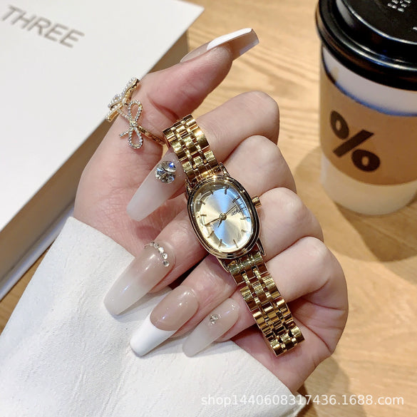 Medieval Retro Oval Alloy Case Women's Quartz Watch